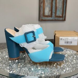 Journee Collection Luca Teal and blu Heeled Sandals NEW 8.5